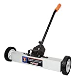 NEIKO 53416A 24 Rolling Magnetic Sweeper with Wheels, 30 Pound Capacity, Adjustable Handle & Floor Magnet Clearance Height, Metal Pick Up and Nail Magnet, Floor Sweeper for Construction, Shop, Etc.