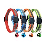 D-buy Cat Collars with Bell, Breakaway Cat Collars, Reflective Cat Collars, Nylon Cat Collars with Bell, Collars for Cats (4 Colors)