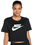 Nike Women's Sportswear Cotton Logo Cropped T-Shirt (Black Small)