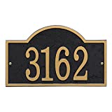 Whitehall Personalized Cast Metal Address Plaque - Custom House Number Sign - Arched Rectangle (12" x 7.25") - Black with Gold Numbers