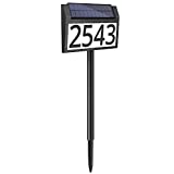 Solar Address Sign Lighted House Numbers Waterproof, Solar Powered LED Illuminated Address Plaques with Stakes, 3-Color in 1 Outdoor Address Number for Home Street Yard Driveway