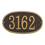 Whitehall Personalized Cast Metal Address Plaque - Custom House Number Sign - Oval (12" x 6.75") - Bronze with Gold Numbers