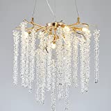 Modern Crystal Chandeliers for Dining Room - Tree Branch Hanging Pendant Light for Kitchen Island, Living Room, Bedroom, D20", 7 X G9 Light Fixture