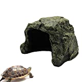 Tfwadmx Reptile Rock Hide Cave, Small Aquarium Habitat Decor Rock Tortoise Hideout for Lizards, Turtles, Reptiles, Amphibians, Fish