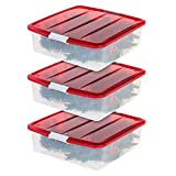 IRIS USA, Inc. BCB-SQ Wreath Storage Box, 3 Pack, Red