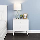 Prepac Milo Mid Century Modern Nightstand, 2-Drawer, White