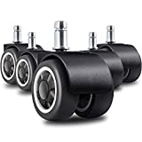najiaxiaowu Office Chair Wheel Rubber Casters for Wood Floors Castors Rolling Carpet Computer Duty Desk Universal Fit Safe for Carpet Hardwood 2 Inch Pack of 5 Replacement Rollers Protection Floors