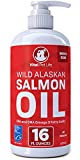 Salmon Oil for Dogs & Cats, Fish Oil Omega 3 EPA DHA Liquid Food Supplement for Pets, Wild Alaskan 100% All Natural, Supports Healthy Skin Coat & Joints, Natural Allergy & Inflammation Defense, 16 oz