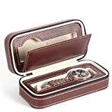 ALEXTREME 2019 New Watch Cases,Watch Box for Men,Watch Organizer,Portable 2 4 8 Grids Travel Watch Box PU Leather Zipper Storage Case Watch Organizer (Coffee, 2 Grids)