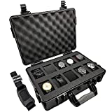 ModernGen 10 Slot Watch Box Travel Case - Heavy Duty Plastic Impact Resistant Waterproof