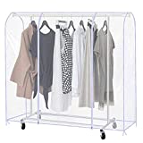 Clear Garment Rack With Cover, Clothing Rack Cover for Storage, Heavy Duty Dustproof Waterproof Clothes Closet Rack Cover with 2 Full Strong Zipper, Garment Protector Bag(71x20x60 inch)