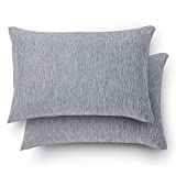 Bedsure Standard Pillowcases Size Set of 2 - Grey Cooling Cotton Pillow Cases for Hot Sleepers with Envelope Closure, Breathable Soft Double Side Pillow Cases with Cooling & Cotton Fiber, 20" x 26"