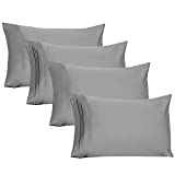 YIYEA 4-Pack Pillowcase Set 1800 Thread Count Egyptian Quality Microfiber Double Brushed-Standard/Queen