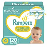 Diapers Size 4, 120 Count - Pampers Swaddlers Active Baby Disposable Diapers, Enormous Pack (Packaging May Vary)