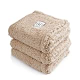 1 Pack 3 Blankets Fluffy Premium Fleece Pet Blanket Soft Sherpa Throw for Dog Puppy Cat Beige Small (23x16'')