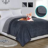Softan Waterproof 100% Leak Proof Blanket for Baby Adults Pets Dogs Cats,Pee Proof,3 Layer Protector for Bed,Sofa and Couch,King/Queen:90"x90",Charcoal | Light Grey,Reversible Lightweight