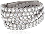 Swarovski Power Collection Women's Bracelet, Wrap Strand Bracelet made of Gray Alcantara Fabric Band accented with Gray Crystals and Adjustable Closure