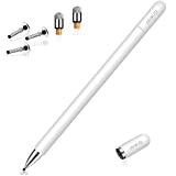 Stylus for iPad Pencil, MEKO 2 in 1 Magnetic Disc Stylus Touch Screen Pens for Apple iPhone/Ipad pro/Mini/Air/Android/Microsoft/Surface and Other Touch Screens Bundle with 5 Replacement Tips-White