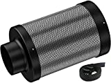 Auertech 4 Inch Air Carbon Filter, Odor Control with Australia Virgin Charcoal Tent Grow Plants Filter with Pre-Filter, 1 Pair Strap, Reversible Flange, for Inline Fan, Grow Tent, Odor Scrubber, Black