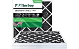 Filterbuy 20x20x1 Air Filter MERV 8 (Allergen Odor Eliminator), Pleated HVAC AC Furnace Filters with Activated Carbon (4-Pack, Black)