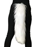 Bianna Creations Long Faux Fur Animal Luxury Tail, Cosplay Fursuit Fursona,Costume Dress Up Pet Play Furry Accessory (30", White)