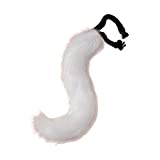 COSFLY Faux Fur Tail for Adult/Teen Furry Wolf Dog Fox Puppy Costume Halloween Party Cosplay Props (White)