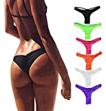 FOCUSSEXY Women's Hot Summer Brazilian Beachwear Bikini Bottom Thong Swimwear Black S