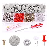 Swpeet 272Pcs Gray Car Roof Headliner Repair Rivets Repair Button with Twist Pins and Installation Tool Kit, Bed Skirt Pins Auto Roof Snap Pins Retainer Design for Car Roof Flannelette Fixed