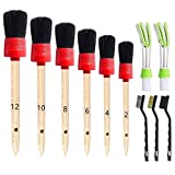 Nurkul 11 Pieces Auto Detailing Brush Set for Cleaning Wheels, Interior, Exterior, Leather, Including 6 pcs Premium Detail Brush (Black), 3 pcs Wire Brush and 2 pcs Automotive Air Conditioner Brush