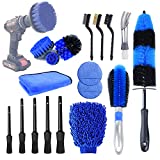 20Pcs Car Wheel Tire Detailing Brush Set,Car Detailing kit,Car Detailing Brushes,Auto Detailing Drill Brush Set,17" Long Handle Rim Wheel Brush,Tire Brush,Car Cleaning Kit for Wheels,Interior,Exterior