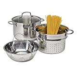 Goodful Stainless Steel 8 Quart Multi-Cooker Cookware Set, 4 Piece Pasta/Steamer