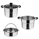 Lake Tian Stainless Steel Pasta Pot W Strainer Insert 4pc 10 Quart Pasta Pots, Cooker Pots, Steamers, Steamers, Stock & Pasta Pots Multipots, Steamer Set With Basket With Lid, Induction Compatible