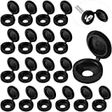 100 Pieces Hinged Screw Cover Caps Plastic Screw Caps Fold Screw Snap Covers Washer Flip Tops (Black,S)