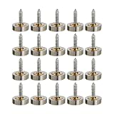 Mellewell 20 PCS Screw Covers Decorative Caps (Solid Brass Construction) Mirror Screws Fasteners, 3/5" Diameter, Brushed Stainless Steel