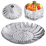 Veggie Vegetable Steamer Basket, Folding Steaming Basket, Metal Stainless Steel Steamer Basket Insert, Collapsible Steamer Baskets for Cooking Food, Expandable Fit Various Size Pot(5.9" to 9.8") YLYL