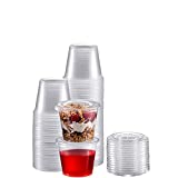 Zeml Portion Cups with Lids (5.5 Ounces, 100 Pack) | Disposable Plastic Cups for Meal Prep, Portion Control, Salad Dressing, Jello Shots, Slime & Medicine | Premium Small Plastic Condiment Container
