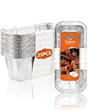 BAIPOK 25 Pack Blackstone Grease Drip Cup Liners Aluminum Foil Drip Pan Compatible with 36 Inch l 30 Inch l 28 Inch l 22 Inch l 17 Inch Griddles, Rear Grease Tray Heavy Duty Disposable Drip Pans