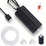 ALON USB Fish Oxygen Air Pump Aquarium Ultra Quiet Oxygen Pump for Fish Tank with Hanging Buckle and Check Valve - Black