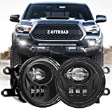 Z-OFFROAD New LED Fog Lights for 2016-2022 Tacoma 2014-2022 4Runner 2014-2019 Tundra Truck Driving Lamps Assembly Replacement w/Bracket, Driver and Passenger Side- Black