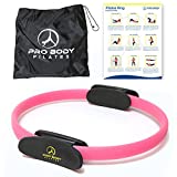 ProBody Pilates Ring Circle - Fitness Magic Circle, Yoga Ring, Inner Thigh Toner, Pilates Equipment for Strength, Flexibilty, Abs, Core and Legs - Includes Workout Bag for at Home Exercise (Pink)