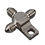 AC PERFORMANCE Stainless Steel -3 AN Male Flare Union Splits Tee Block With Lug/Mount Tab/Locator, -3 AN to 2x AN3 Male Flare Coupling Union All Sides Hose Fitting