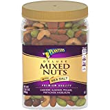 PLANTERS Deluxe Salted Mixed Nuts, Resealable Canister - Contains Cashews, Almonds, Pecans, Pistachios & Hazelnuts Seasoned with Sea Salt, 2 lb 2oz. (34 oz)