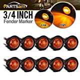 Partsam 10Pcs 3/4" Round Led Marker lights 3 wire Combination Turn Signal and Running Lamps Clearance Lights Grommet Mount Replacement for Spider Fender Marker Lights Sealed