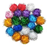 BallHull 20 Pcs Assorted Color Flash Ball Cat's Favorite Toy Ball Tinsel Pom Poms Flash.