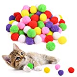 Caydo 100 Pieces 1.3 Inch Assorted Large Cat Toy Balls, Soft Kitten Pom poms Ball for Cats to Play