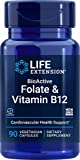 Life Extension BioActive Folate & Vitamin B12  For Heart, Brain & GI Tract Health  Promotes Nerve Cell Growth, Cognition & Metabolism - Gluten-Free, Non-GMO 90 Vegetarian Capsules