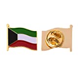 Kuwait Country Enamel Made of Metal Souvenir Hat Men Women Patriotic Kuwaiti (Waving Flag Lapel Pin)