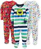 Simple Joys by Carter's Baby Boys' 3-Pack Snug Fit Footed Cotton Pajamas, Monsters/Dino/Construction, 4T