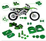 Motorcycle MX CNC Aluminum Green Bling Kits For KX250F 2011-2016 KX450F 2009-2016 Plugs/Engine Oil Filter Plug/Tire Valve Caps/Wheel Spacer Hub/Axle Block/Brake Reservoir Cover/Air Cushion