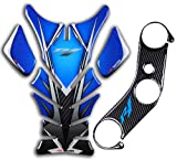 Revso Star Motorcycle Gas Protector, Tank Pad Printed 3D Sticker, Tank Protector for YZF R1 R-1 FZ1 FZ8 FZ6 (BLUE)